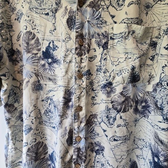 Island Shores Washable Silk Tropical Nautical Geological Button Down Shirt Large - Picture 3 of 7